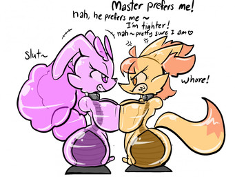 4_missing_limbs amputee angry anthro big_breasts big_clitoris breast_squish breasts breasts_frottage buttplug clitoris collar cross-popping_vein crossbar_emanata dialogue dipstick_tail disability duo emanata english_honorific enlarged_clitoral_glans erect_clitoris eyelashes female genitals glistening glistening_body heart_after_text heart_symbol honorific iconography living_sex_toy long_ears looking_at_another markings orange_eyes penetrable_sex_toy penetration pink_body pink_eyes plug_(sex_toy) profanity quadruple_amputee sex_toy side_view simple_background smile smirk squish tail tail_markings text text_with_heart translucent translucent_body vaginal vaginal_penetration vulva white_background yellow_body pencil-arts nintendo pokemon animate_inanimate braixen canid generation_4_pokemon generation_6_pokemon goo_creature living_onahole lopunny mammal pokemon_(species) 2020 4:3 english_text