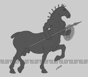 abs animal_genitalia balls fully_sheathed genitals hooves male male_taur melee_weapon muscular muscular_male muscular_taur nude penis polearm sheath shield solo spear weapon laser_(artist) equid equid_taur equine equine_taur horse horse_taur mammal mammal_taur taur 2019 greyscale monochrome sketch