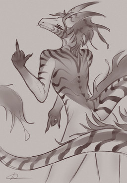 alternative_fashion anthro ass_up butt claws convenient_censorship eyelashes fluffy gesture hair hand_gesture horn looking_at_viewer male middle_finger naughty_face punk raised_tail rear_view simple_background solo spine standing tail ququshkas two_albino_crows mythology alex_(ququshka) dragon mythological_creature mythological_scalie scalie hi_res monochrome shaded simple_shading sketch