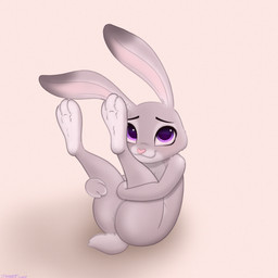 3_fingers 3_toes anthro bent_arm black_eyebrows blush butt eyebrows feet female female_anthro fingers fur grey_body grey_fur grey_tail holding_legs_up light long_ears looking_at_viewer multicolored_body multicolored_fur nude nude_anthro nude_female pink_inner_ear pink_nose purple_eyes scut_tail short_tail shy simple_background smile smiling_at_viewer solo tail tan_background tasteful_nudity toes starburst_uwu disney zootopia judy_hopps european_rabbit lagomorph leporid mammal oryctolagus rabbit 1:1 2025 absurd_res colored digital_drawing_(artwork) digital_media_(artwork) english_description hi_res lighting shaded