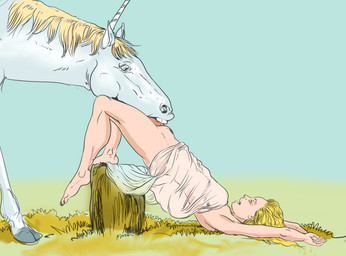 ambiguous_gender arched_back bestiality blonde_hair blue_eyes breasts clothing cunnilingus female female/ambiguous female_on_feral feral grass hair horn human_on_feral interspecies maiden oral penile plant pubes sex snout stump tongue tongue_out translucent translucent_clothing unicorn_horn vaginal furronika mythology equid equine human mammal mythological_creature mythological_equine unicorn colored_sketch hi_res sketch