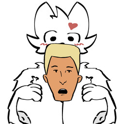 anthro blursed_image breasts duo female fur looking_at_viewer male male/female nipples open_mouth simple_background siyatgan boy_kisser_(meme) king_of_the_hill jeff_boomhauer domestic_cat felid feline felis human mammal 1:1 2025 digital_drawing_(artwork) digital_media_(artwork) hi_res meme