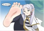 5_toes barefoot clothed clothing ear_piercing feet female foot_focus humanoid_feet humanoid_pointy_ears not_furry piercing plantigrade pointy_ears soles solo toes mrff25 frieren_beyond_journey's_end frieren elf humanoid hi_res