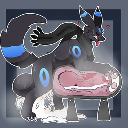 balls big_balls big_penis black_body black_fur blue_markings bodily_fluids breeding_mount cheek_tuft claws cum excessive_cum excessive_genital_fluids eyes_closed facial_tuft feral from_behind_position fur genital_fluids genitals heart_symbol huge_balls huge_penis hyper hyper_balls hyper_genitalia hyper_penis male markings mounting musk onomatopoeia overflow paws penis red_penis scarf sex simple_background solo sound_effects sweat sweaty_balls sweaty_genitalia text tongue tongue_out tuft vein veiny_penis white_claws x-ray_view skrivhatoro nintendo pokemon eclipse_the_alpha_umbreon eeveelution generation_2_pokemon pokemon_(species) shiny_pokemon umbreon 1:1 hi_res