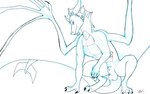 animal_genitalia balls crouching feral fully_sheathed genitals looking_at_viewer male sheath solo spread_wings wings fellowwolf mythology videri dragon mythological_creature mythological_scalie scalie sketch