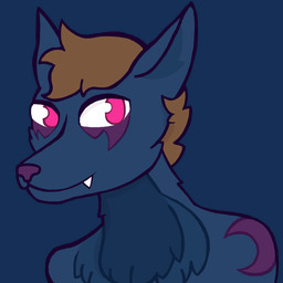 ambiguous_gender anthro dark fangs fur hair smile solo teeth floating_head_(artist) canid canine canis mammal wolf 1:1 alpha_channel bust_portrait hi_res icon portrait
