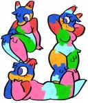 animate_inanimate anthro arm_support arms_bent athletic athletic_anthro bent_arm bent_legs biped blue_body blue_eyes blue_fur blush breasts colorful_theme countershade_face countershading crossed_legs cutaway digital_media_(artwork) equid extended_arm eyelashes featureless_breasts featureless_crotch featureless_feet featureless_legs feet female fluffy full-length_portrait fur green_body green_fur hand_on_leg hand_on_own_leg hand_on_own_thigh hand_on_thigh hands_behind_head head_tuft holding_leg holding_thigh isomaru knees_pulled_up knees_together leaning_on_elbow legs_together living_pinata looking_away looking_down lying mammal monica_(isomaru) multicolored_body multicolored_fur multiple_images nude on_front one_calf_up orange_body orange_countershading orange_fur pinata pink_body pink_fur portrait purple_eyes rainbow_body rainbow_fur raised_arms raised_calf red_body red_fur signature simple_background sitting smile solo standing three-quarter_portrait tuft white_background