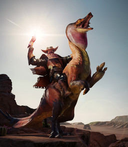 armor belly cactus claws clothed clothing cowboy cowboy_hat cowboy_outfit desert detailed_background duo feral gun hat headgear headwear holding_gun holding_object holding_ranged_weapon holding_weapon lens_flare looking_at_viewer male mountain multicolored_body multicolored_scales open_mouth orange_body orange_skin outside plant pupils ranged_weapon riding riding_on_back roaring rock sand scales scarf sky slit_pupils sun tail teeth tongue two_tone_body two_tone_scales weapon wroggi_armor yellow_belly yellow_body yellow_eyes yellow_scales ivorylagiacrus capcom monster_hunter bird_wyvern great_wroggi human mammal scalie 2022 3d_(artwork) absurd_res blender_(artwork) blender_cycles_(artwork) digital_media_(artwork) hi_res