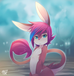 ambiguous_gender anthro belly big_butt blue_eyes butt confusion curled_tail digital_media_(artwork) fluffy_tail fur hair lagomorph looking_at_viewer mammal nude pink_fur pink_hair rabbit raised_tail rudragon solo standing unknown_species

Rating: Safe
Score: 26
User: slyroon
Date: November 12, 2014