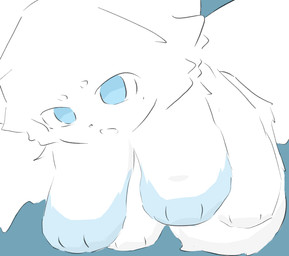 ambiguous_gender blue_body blue_eyes blue_fur chibi feral flying fur kemono sky solo white_body white_fur white_wings wings caluo canid canine canis domestic_cat domestic_dog felid feline felis fox mammal hi_res male_(lore)