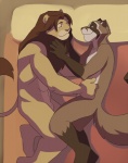 abs balls bed biceps black_nose brown_fur brown_hair chest_tuft couple cuddling eyes_closed feline flaccid fur gay grin hair hug interspecies jailbird lion lying male mammal muscles nude on_side pecs penis pink_nose raccoon sheath smile tan_fur tuft
Rating: Explicit
Score: 10
User: confused
Date: April 10, 2013