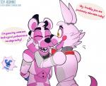 2018 animatronic bear bow_(feature) bow_tie canid canine comic digital_media_(artwork) english_text five_nights_at_freddy's fox funtime_foxy_(fnafsl) funtime_freddy_(fnafsl) lagomorph leporid machine mammal puppet puppet_bonnie_(fnafsl) rabbit robot scottgames sister_location speech_bubble text toy-bonnie url