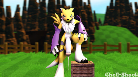 anthro big_penis biped black_sclera bodily_fluids fur genital_fluids genitals gynomorph half-erect huge_penis humanoid_genitalia humanoid_penis hyper hyper_genitalia hyper_penis intersex penis pose precum solo standing step_pose yellow_body yellow_fur chell-shock bandai_namco digimon canid canine digimon_(species) mammal renamon 16:9 3d_(artwork) digital_media_(artwork) hi_res widescreen