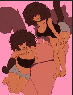 afro belly bent_over big_breasts blush breasts brown_body butt cat_tail female hand_on_breast looking_at_viewer paws pebble_(bugzthepug) presenting presenting_hindquarters solo standing thick_thighs bugzthepug animal_humanoid cat_humanoid felid felid_humanoid feline feline_humanoid humanoid mammal mammal_humanoid hi_res