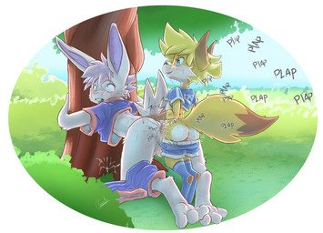 age_difference anal anal_penetration anthro anthro_on_anthro anthro_penetrated anthro_penetrating anthro_penetrating_anthro balls biped blonde_hair bodily_fluids buckteeth butt countershade_butt countershade_face countershade_fur countershading cum cum_in_ass cum_inside cum_while_penetrated dipstick_tail duo ejaculation erection eyebrows fur genital_fluids genitals hair hands-free interspecies male male/male male_penetrated male_penetrating male_penetrating_male markings older_penetrated penetration penile penile_penetration penis penis_in_ass plant predator/prey sex shota sound_effects tail tail_markings teeth text tree yellow_body yellow_fur young young_anthro young_male galo tycloud canid canine fox lagomorph leporid mammal rabbit hi_res