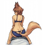 anthro blush bra butt canid canine clothed clothing dry_humping duo female first_person_view full-length_portrait fur hair japanese_kobold looking_at_viewer male male/female male_pov mammal monorus monster_girl_(genre) monster_musume on_top panties penetrating_pov polt_(monster_musume) portrait underwear