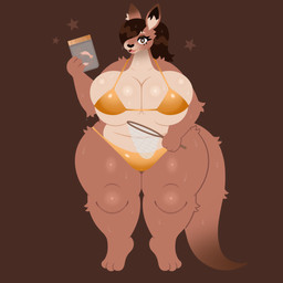 3_toes anthro big_breasts bikini bikini_bottom bikini_top biped breasts brown_background brown_eyelids brown_eyes brown_hair bulging_breasts clothing container curvy_figure ear_tuft feet female feral fishing_net glistening glistening_body glistening_breasts glistening_thighs gold_bikini group hair huge_breasts huge_hips huge_thighs jar long_tail looking_at_viewer net simple_background smile swimwear tail thick_thighs toes trio tuft two-piece_swimsuit voluptuous wet wide_hips naycelium golden_week chamomile_(naycelium) arthropod crustacean kangaroo macropod mammal marine marsupial shrimp 1:1 2025 absurd_res hi_res
