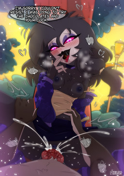 against_natural_surface against_surface against_tree animal_genitalia animal_penis anthro areola biped black_body black_bottomwear black_clothing black_feathers black_fur black_hair black_skirt bodily_fluids bottomwear breasts candy canine_genitalia canine_penis chocolate clothed clothing countershade_face countershade_fur countershade_torso countershading cum cum_in_vagina cum_inside cum_splatter day dessert dialogue duo eating eating_food erection eyeshadow feathers female female_penetrated fingerless_(marking) first_person_view food fur genital_fluids genitals glowing glowing_eyes hair heart_eyes heart_symbol holding_candy holding_chocolate holding_food holding_object holidays humanoid_genitalia humanoid_vulva interspecies jacket knot long_hair looking_at_viewer makeup male male/female male_penetrating male_penetrating_female male_pov markings mostly_nude nipples no_underwear nude open_mouth outside penetrating_pov penetration penile penile_penetration penis penis_in_vagina pink_eyes pink_eyeshadow plant purple_clothing purple_jacket purple_topwear saliva saliva_on_tongue sex shirt skirt small_breasts speech_bubble standing standing_sex steam sweat text tongue tongue_out topwear tree vaginal vaginal_fluids vaginal_fluids_on_penis vaginal_penetration vulva white_body white_countershading white_fur white_markings yellow_clothing yellow_shirt yellow_topwear h1draw hellaverse helluva_boss valentine's_day octavia_(helluva_boss) avian bird canid canine demon mammal owl owl_demon 2026 absurd_res english_text hi_res