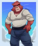 anthro bodily_fluids clothed clothing drunk fur male saliva solo substance_intoxication bragotiger the_boy_and_the_beast kumatetsu bear mammal hi_res