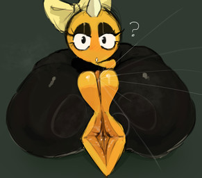accessory alternate_universe anus big_anus big_butt black_clothing black_eyes black_eyeshadow black_legwear black_tights bodily_fluids bow_ribbon buckteeth butt clitoris clothing ejaculation eyelashes eyeshadow female flexible genital_fluids genitals grey_background hair_accessory hair_bow hair_ribbon huge_anus huge_butt huge_thighs legs_behind_head legs_up legwear long_clitoral_glans lying makeup noseless on_back orange_body orange_skin orange_tail ribbons short_tail simple_background solo spikes spikes_(anatomy) tail tail_anus teeth teeth_showing thick_thighs tight_clothing tights vaginal_fluids vaginal_squirting vulva yellow_hair_bow qwpeowqpe under(her)tail undertale undertale_(series) kitty_(under(her)tail) monster hi_res