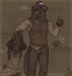 accessory aged_up anthro big_fangs black_body black_fur blush bodily_fluids bottomwear bracelet clothing dancewear daww digit_ring double_bun eyeshadow fangs female floppy_ears freckles fur gesture group hair_accessory hair_ribbon hand_gesture jewelry lipstick makeup male married_couple nub_tail overalls pants pigtails pink_nose ribbons ring scrunchie skirt stated_age sweat tail tail_motion tailwag teeth text thumbs_up topwear trio tutu vest wedding_ring young young_female cerberussenn shasta_chirmann_(cerberussenn) tobey_balaguero_(cerberussenn) bird_dog canid canine canis curly_coated_retriever domestic_dog hunting_dog labrador mammal mastiff mixed_breed molosser retriever rottweiler absurd_res english_text hi_res monochrome signature daughter_(lore) father_(lore) father_and_child_(lore) father_and_daughter_(lore) parent_(lore) parent_and_child_(lore) parent_and_daughter_(lore)