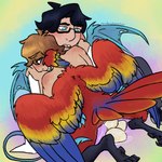 animal_genitalia avian_feet bird_legs black_hair blonde_hair blue_claws blue_eyes blue_tail blue_wings bodily_fluids claws clenched_feet cloaca clothed clothed_humanoid clothing duo egg egg_from_vagina eyewear fangs feathers feet female freckles genitals glasses hair head_wings holding_partner male male/female male/male notched_wings open_mouth oviposition pointy_ears slick sweat tail tail_feathers talons tapering_tail teeth toes unusual_wing_placement wearing_glasses wings randompasserbyer hermitcraft microsoft minecraft mojang xbox_game_studios cubfan135 grian animal_humanoid avian avian_humanoid bird human humanoid mammal parrot vex_(minecraft) 1:1 hi_res trans_(lore)