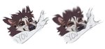 anthro arm_bite bite brown_eyes male motion_blur simple_background solo lostgoose lostgoose_(character) ych_(character) mammal viverrid 2024 colored_sketch hi_res sketch