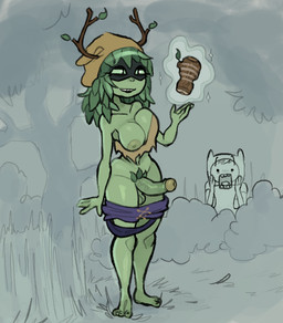 areola balls bare_shoulders barefoot big_breasts bottomwear bottomwear_down branch branch_horn breasts clothed clothed_human clothed_male clothing duo erection exposed_breasts feet genitals green_areola green_balls green_body green_breasts green_nipples green_penis green_skin gynomorph gynomorph_focus hands_on_own_face hat headgear headwear intersex intersex_focus leaf leaf_hair leaf_pubes male nipples open_mouth pants pants_down partially_clothed partially_clothed_gynomorph penis plant plant_hair plant_horn pseudo_hair pseudo_horn shocked shrub smile solo_focus strapless_clothing strapless_topwear topwear tree vein veiny_penis thebonezonedeluxe adventure_time cartoon_network finn_the_human huntress_wizard elemental_creature elemental_humanoid flora_fauna human humanoid mammal plant_humanoid 2024 full-length_portrait portrait
