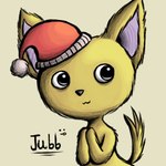 :3 ambiguous_gender anthro black_eyes black_nose christmas_clothing christmas_headwear clothing fur hands_together hat headgear headwear holidays looking_away raised_tail santa_hat solo tail yellow_body yellow_fur jubb christmas jubb_(character) mammal 1:1 2018 signature