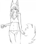 anthro clothing coffee_mug crop_top eyes_closed female flat_chested fur hair holding_object panties shirt solo standing tired topwear tufted_ears underwear oonami ami_(oonami) eurasian_red_squirrel mammal rodent sciurid tree_squirrel 2024 black_and_white hi_res monochrome