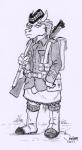 anthro backpack bag boots bottomwear clothing female footwear glengarry_cap gun harness hat headgear headwear holding_object kilt lee-enfield looking_at_viewer ranged_weapon rifle scottish shoes simple_background solo standing uniform weapon white_background rabbi-tom red_shetland equid equine horse mammal 2017 graphite_(artwork) monochrome traditional_media_(artwork)