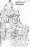 abs anthro ball_fondling balls biceps big_penis claws duo erection eyes_closed fangs fellatio fondling fur genitals head_grab humanoid_genitalia humanoid_penis kneeling male male/male male_penetrated male_penetrating male_penetrating_male muscular nipple_piercing nipples nude open_mouth oral oral_penetration pecs penetration penile penis piercing sex standing tail teeth text thick_penis tongue vein veiny_penis nudog pylon_h._wolf shadow_fox_vertigo pylon_the_wolf shadowfoxv canid canine canis fox mammal wolf 2001 english_text greyscale monochrome