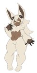 5_fingers anthro dark_body dark_skin fingers fur hair long_hair looking_at_viewer male neck_floof nipples smile solo whiskers white_body white_fur yellow_eyes cheese_cake made_in_abyss melofi_(character) narehate 2024 absurd_res hi_res