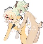 anthro anthro_on_anthro anthro_penetrated anthro_penetrating anthro_penetrating_anthro antlers bent_over blonde_hair breasts brown_body brown_fur doggystyle duo eyes_closed female female_penetrated from_behind_position fur genitals green_hair hair happy happy_sex highlights_(coloring) horn kemono male male/female male_penetrating male_penetrating_female nipples one_eye_closed orange_body orange_fur penetration penile penile_penetration penis penis_in_pussy sex short_tail simple_background tail vaginal vaginal_penetration crayon_(artist) ann_(crayon) los_(crayon) deer felid mammal pantherine tiger hi_res