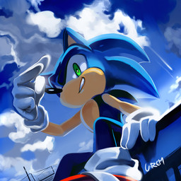 5_fingers anthro belly blue_body blue_fur blue_sky clothing cloud day detailed_background fingers footwear fur glistening glistening_eyes gloves grin handwear looking_at_viewer male mostly_nude_anthro multicolored_body pupils quills_(anatomy) red_clothing red_footwear red_shoes shoes sitting sky skyscape smile solo tan_arms tan_belly tan_muzzle two_tone_body white_clothing white_gloves white_handwear lujji sega sonic_the_hedgehog_(series) sonic_the_hedgehog eulipotyphlan hedgehog mammal 1:1 2012 cool_colors digital_media_(artwork) digital_painting_(artwork) icon painting_(artwork) shaded signature
