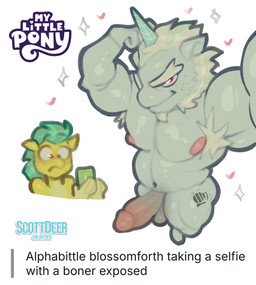 animal_genitalia animal_penis anthro balls bodily_fluids dripping duo electronics embarrassed equine_genitalia equine_penis erection flexing flexing_bicep flexing_muscles genital_fluids genitals glistening glistening_body glistening_skin heart_symbol high-angle_view horn looking_at_viewer looking_pleasured male mature_male nipples nude penis phone seductive selfie simple_background slightly_chubby slightly_chubby_male text white_background scottdeer hasbro mlp_g5 my_little_pony mythology alphabittle_blossomforth_(mlp) hitch_trailblazer_(mlp) equid equine mammal mythological_creature mythological_equine unicorn english_text hi_res