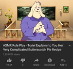 anthro asmr cardigan eyewear female fur glasses mature_female solo text white_body white_fur youtube_thumbnail silverscarf deltarune undertale undertale_(series) youtube toriel boss_monster_(undertale) bovid caprine goat mammal 2019 english_text