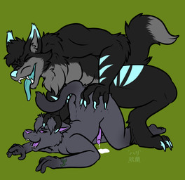 ahegao anal anal_penetration bodily_fluids cum cum_drip cum_in_ass cum_inside doggystyle dripping ejaculation from_behind_position genital_fluids homosexuality lgbt_pride looking_pleasured male male/male penetration sex size_difference harikuran mythology canid canine domestic_cat felid feline felis mammal mythological_canine mythological_creature werecanid werecanine werecreature werewolf absurd_res hi_res