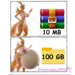 anthro areola belly belly_expansion big_belly big_breasts big_butt breast_expansion breast_growth breasts butt butt_expansion claws expansion female fur glowing glowing_eyes growth huge_belly huge_breasts huge_butt hyper hyper_belly hyper_pregnancy looking_at_viewer navel nipples nude open_mouth pregnant pregnant_anthro pregnant_female rapid_pregnancy simple_background smile solo tail text thick_thighs tuft white_body white_fur yellow_body yellow_fur anonymousfm bandai_namco decompressed_file_meme digimon winrar canid canine digimon_(species) mammal renamon 1:1 2026 3d_(artwork) digital_media_(artwork) english_text hi_res meme