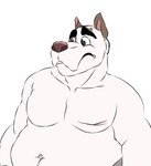 anthro male overweight overweight_anthro overweight_male simple_background solo zeltrexarts emery_waldren canid canine canis domestic_dog mammal digital_media_(artwork) hi_res