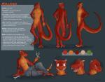 anthro claws clothed clothing featureless_crotch horn male nude open_mouth red_body red_skin side_view solo teeth text turnaround foxinajacket krazen lizard reptile scalie 2014 model_sheet