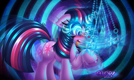 blush chest_tuft eyelashes female feral fetlocks horn hypnosis hypnotic_eyes long_eyelashes mind_control pendulum solo swirl tongue tongue_out tuft qlop friendship_is_magic hasbro my_little_pony mythology twilight_sparkle_(mlp) equid equine mammal mythological_creature mythological_equine unicorn 2024 hi_res