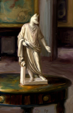 anthro barefoot clothed clothed_anthro clothed_male clothing door ears_up feet fur furniture inside looking_forward male robe solo table white_body white_fur reynard_goodfellow canid canine canis mammal wolf hi_res