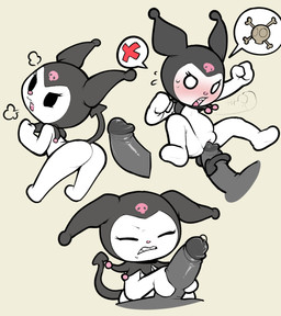 angry anthro black_clothing black_hat black_headwear blush bodily_fluids butt clothing duo eyelashes female genital_fluids genitals glans hat headgear headwear holding_penis humanoid_genitalia humanoid_penis male male/female penis pink_nose precum simple_background skull_symbol spade_tail sweat tail vulva white_body itsunknownanon onegai_my_melody sanrio kuromi demon lagomorph leporid mammal rabbit absurd_res hi_res