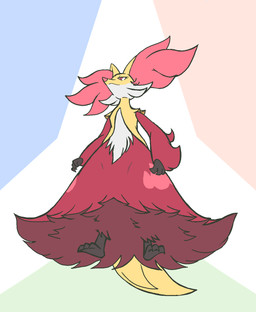 3_fingers 3_toes ambiguous_anthro ambiguous_gender anthro biped black_body black_fur cheek_tuft facial_tuft feet fingers fluffy front_view fur gloves_(marking) inner_ear_fluff kemono low-angle_view markings multicolored_body multicolored_fur nude pseudo_clothing pupils red_body red_eyes red_fur red_inner_ear_fluff red_nose simple_background solo standing tail toes tuft white_body white_fur yellow_body yellow_ears yellow_fur yellow_tail gd-058 nintendo pokemon canid canine delphox generation_6_pokemon mammal pokemon_(species) 2025 aliasing binary_drawing colored digital_drawing_(artwork) digital_media_(artwork) flat_colors full-length_portrait hi_res portrait