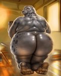 anthro big_butt bodily_fluids bouncing_butt butt feet looking_at_viewer male nude oiled_up overweight presenting presenting_hindquarters solo sweat twerking hohohonse beastars sagwuan_(beastars) mammal marine pinniped sea_lion seal animated hi_res