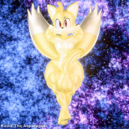 anthro balls barefoot big_balls big_penis clothing erection feet femboy fur genitals glistening glistening_body gloves glowing glowing_body glowing_genitalia glowing_penis hair hands_behind_head handwear huge_balls huge_penis humanoid_genitalia humanoid_penis looking_at_viewer male nebula nude penis red_eyes solo space star super_form tail text toes yellow_body kawa_the_asparagus sega sonic_the_hedgehog_(series) hyper_tails miles_prower super_tails animal_humanoid canid canine canis fox humanoid mammal mammal_humanoid 1:1 3d_(artwork) absurd_res digital_media_(artwork) english_text hi_res