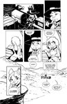 anthro bovid comic daughter_(lore) dialogue duo english_text father_(lore) father_and_child_(lore) father_and_daughter_(lore) female feral hi_res jamil_gonzalez jasper_gold_(character) lagomorph leporid male mammal monochrome murid murine parent_(lore) parent_and_child_(lore) parent_and_daughter_(lore) prairie rabbit rodent text the_tale_of_jasper_gold vehicle wagon western wild_west