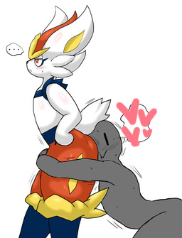 ambiguous_gender anthro big_butt blush bodily_fluids body_worship butt butt_focus butt_squish butt_worship duo ellipsis face_on_butt female female/ambiguous happy head_between_buttocks head_on_butt heart_symbol hug hugging_another hugging_butt hugging_from_behind human_on_anthro interspecies kneeling motion_lines motion_outline narrowed_eyes short_tail side_view simple_background smile speech_bubble squish standing sweat tail thick_thighs unimpressed white_background enigi09 nintendo pokemon anon cinderace generation_8_pokemon human mammal pokemon_(species) hi_res