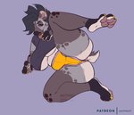 anthro big_breasts breasts ear_piercing ear_ring female lying on_side piercing raised_leg ring_piercing slightly_chubby solo spread_legs spreading thick_thighs under_boob nastypasty tia_(nastypasty) hyena mammal spotted_hyena